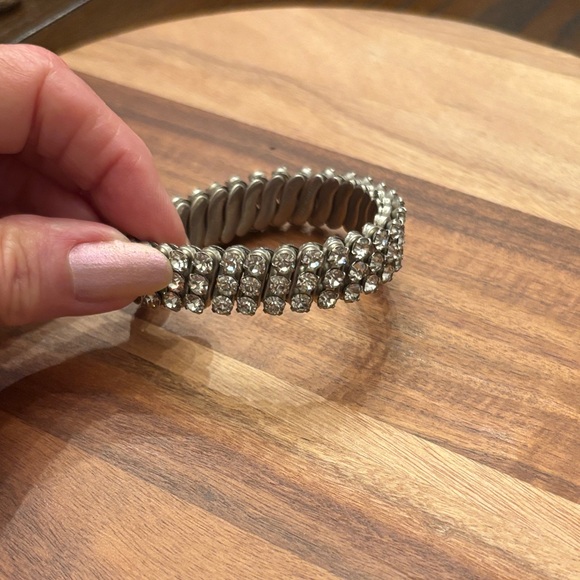 Vintage 1950’s Three Row Rhinestone Stretch Bracelet - Picture 1 of 5
